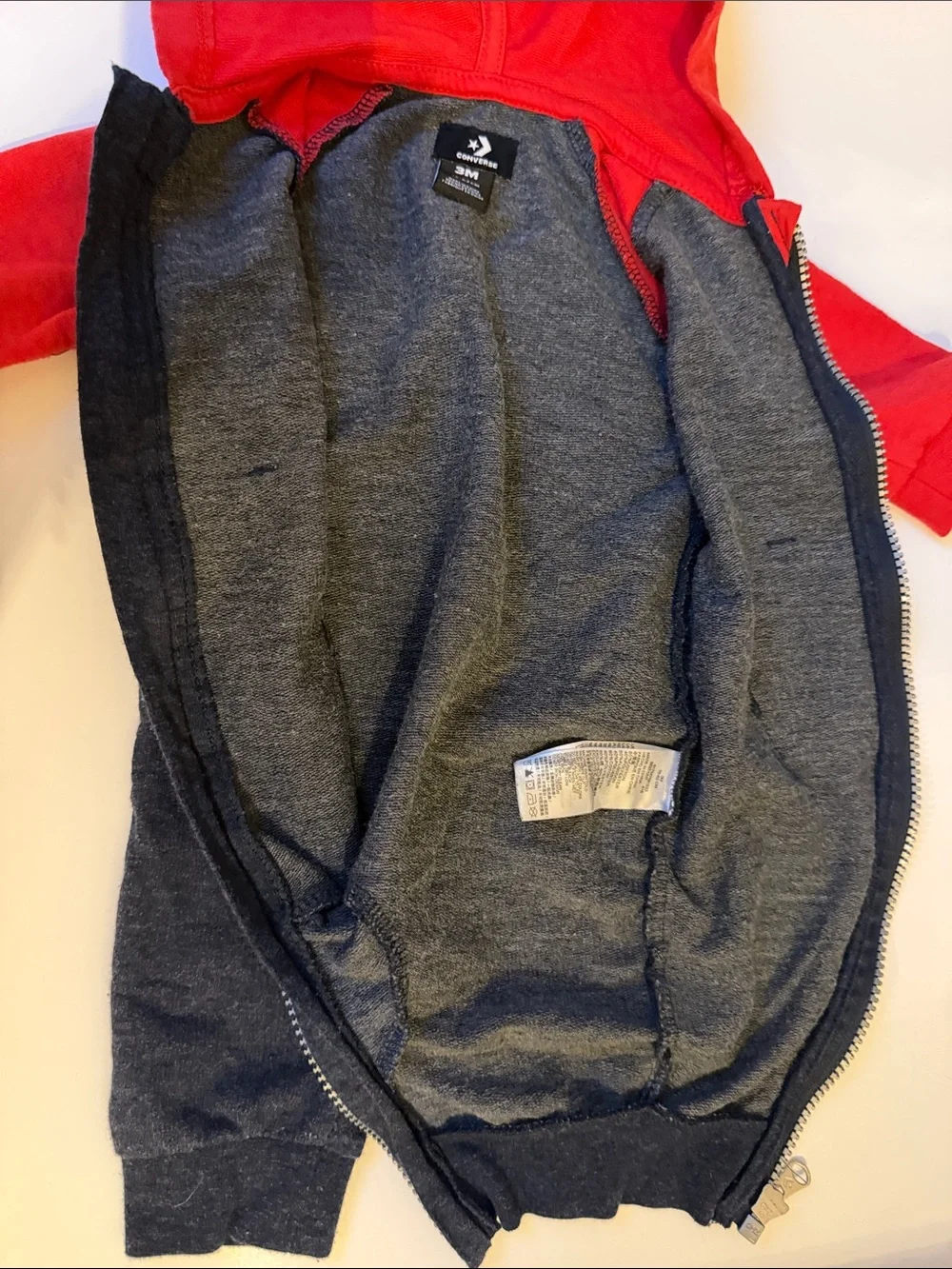 Converse Red and Navy Hooded One-Piece Bodysuit